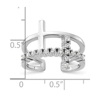 True Fire Sterling Silver Rhodium-plated Double Cross CZ Open Back Ring