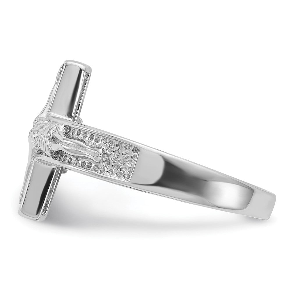 Sterling Silver Rhodium-plated INRI Crucifix Ring