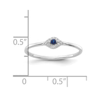 Sterling Silver Rhodium-plated Blue and Clear CZ Evil Eye Ring