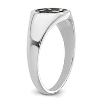 Sterling Silver Rhodium-plated Black Enamel Smiley Face Ring