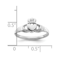 Sterling Silver Rhodium-plated Claddagh Ring