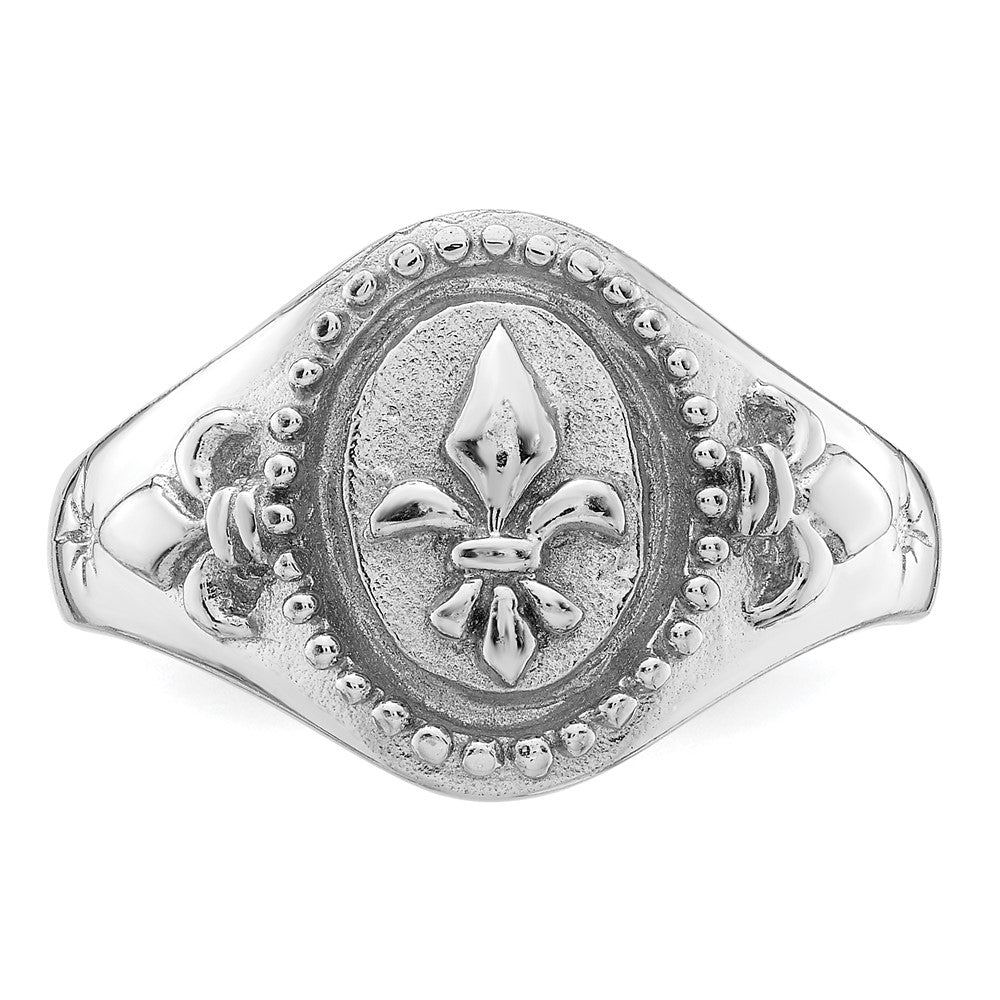 Sterling Silver Rhodium-plated Fleur de Lis Ring