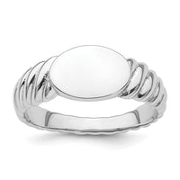 Sterling Silver Rhodium-plated Polished Twist Signet Ring