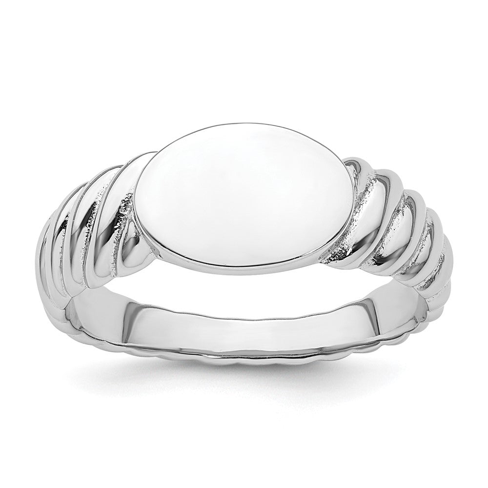 Sterling Silver Rhodium-plated Polished Twist Signet Ring