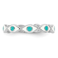 Sterling Silver Rhodium-plated with Enamel Evil Eye Ring