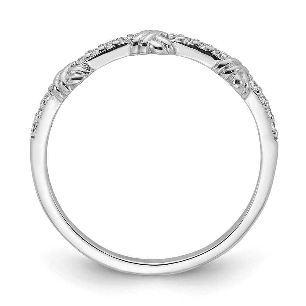 Sterling Silver Rhodium-plated Clear CZ Knot Ring
