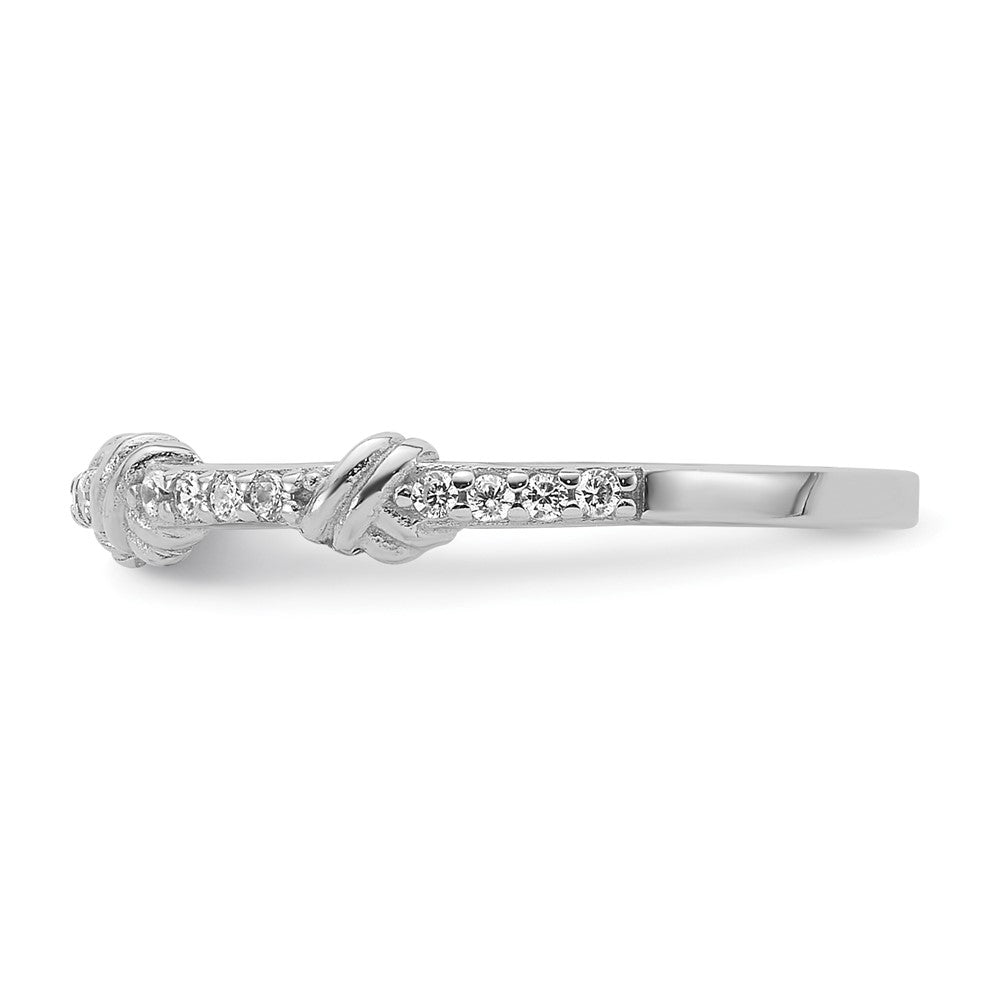 Sterling Silver Rhodium-plated Clear CZ Knot Ring