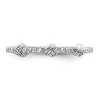 Sterling Silver Rhodium-plated Clear CZ Knot Ring