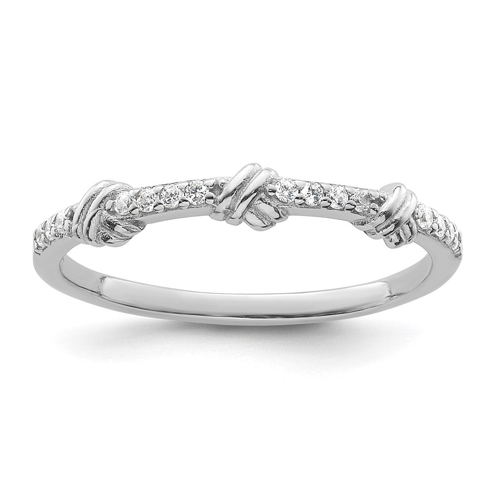 Sterling Silver Rhodium-plated Clear CZ Knot Ring