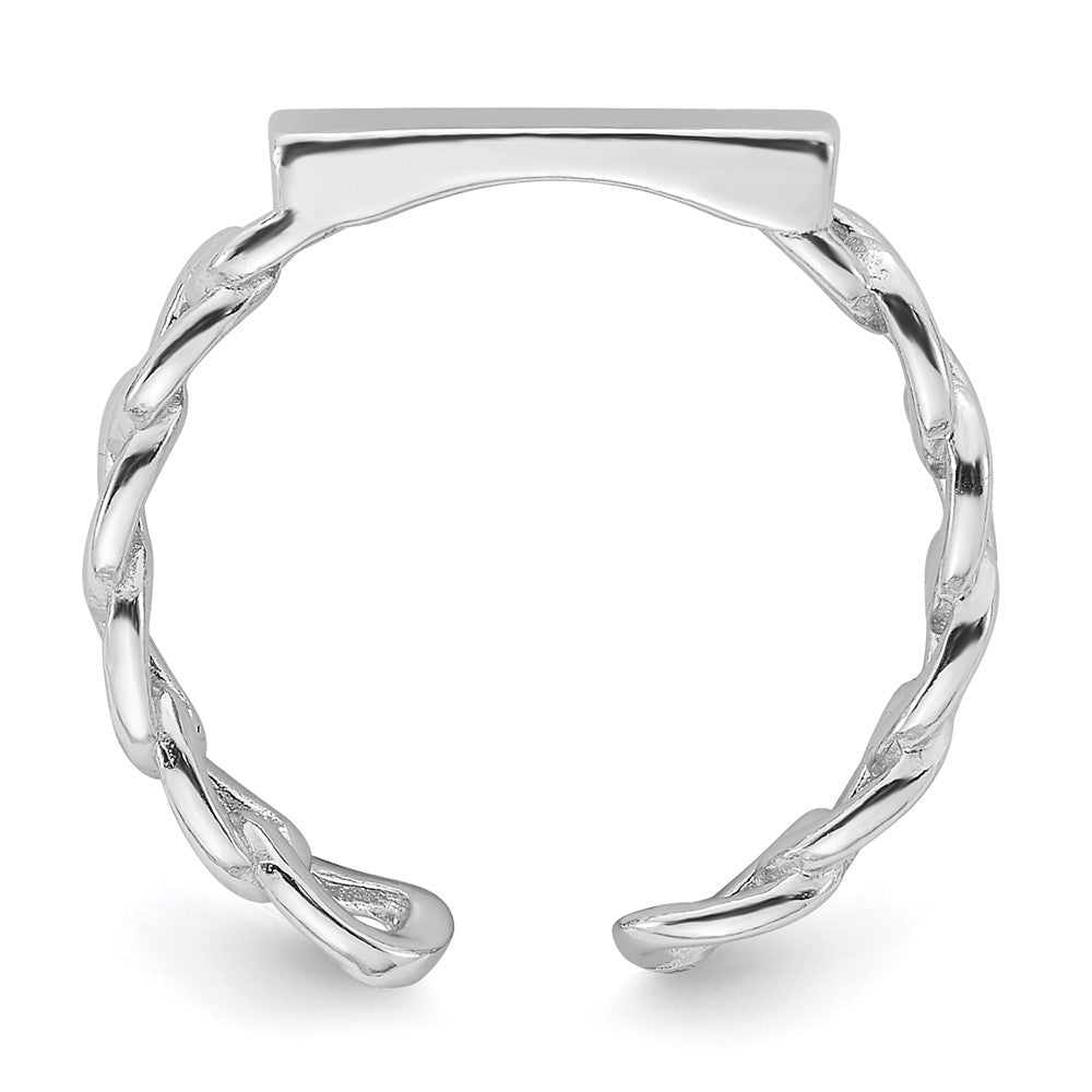 Sterling Silver Rhodium-plated Bar and Chain Link Adjustable Ring