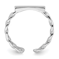 Sterling Silver Rhodium-plated Bar and Chain Link Adjustable Ring