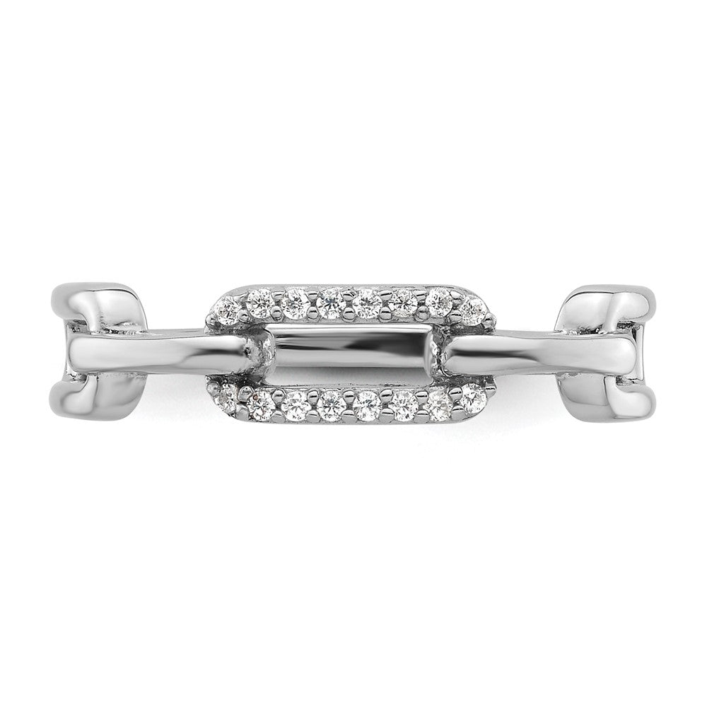 Sterling Silver Rhodium-plated CZ Link Ring