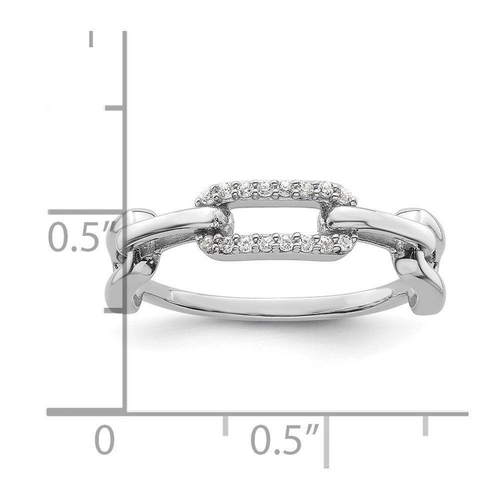 Sterling Silver Rhodium-plated CZ Link Ring
