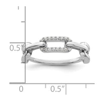 Sterling Silver Rhodium-plated CZ Link Ring