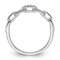 Sterling Silver Rhodium-plated CZ Link Ring
