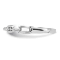 Sterling Silver Rhodium-plated CZ Link Ring