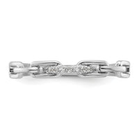 Sterling Silver Rhodium-plated CZ Link Ring