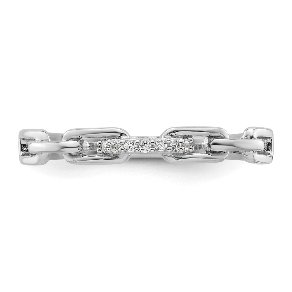 Sterling Silver Rhodium-plated CZ Link Ring
