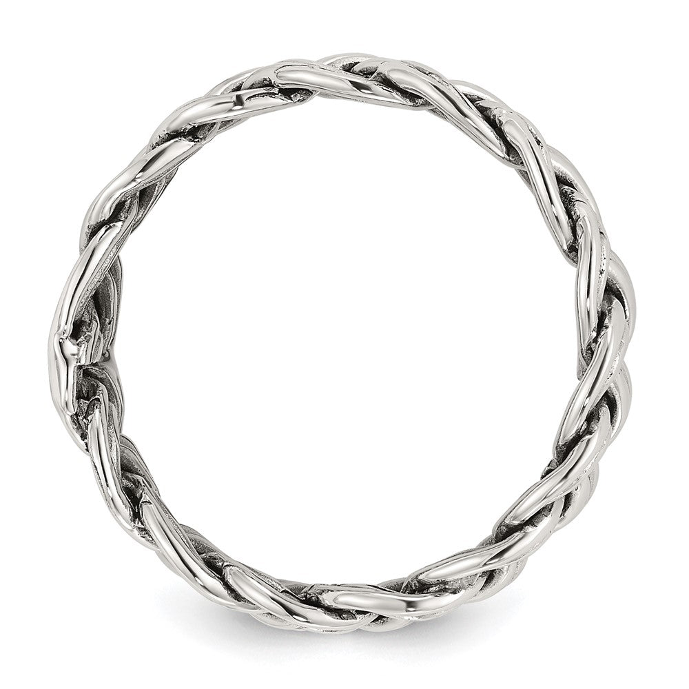 Sterling Silver Oxidize and Polished 6mm Braided Band