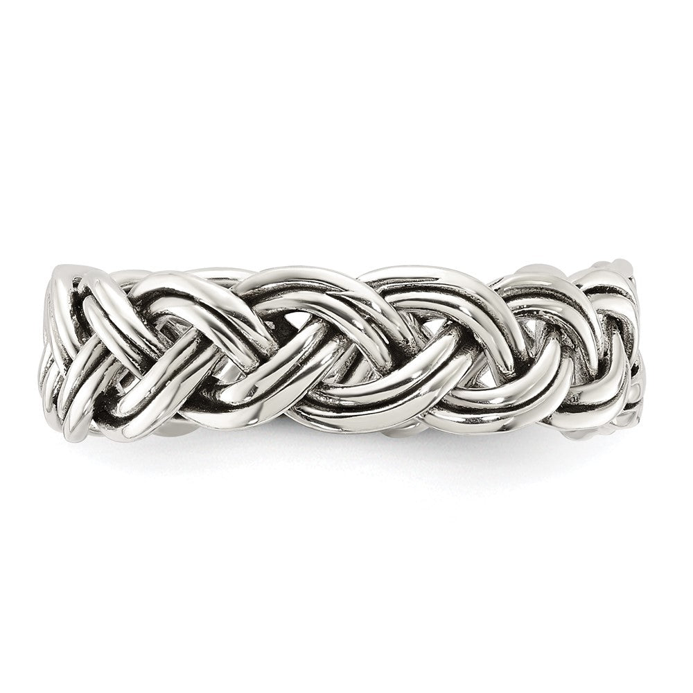 Sterling Silver Oxidize and Polished 6mm Braided Band