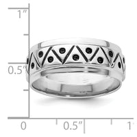 Sterling Silver Rhodium-plated with Antiqued 9mm Zig Zag Band Ring
