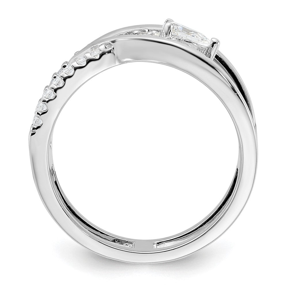 Sterling Silver Rhodium-plated Fancy CZ Ring