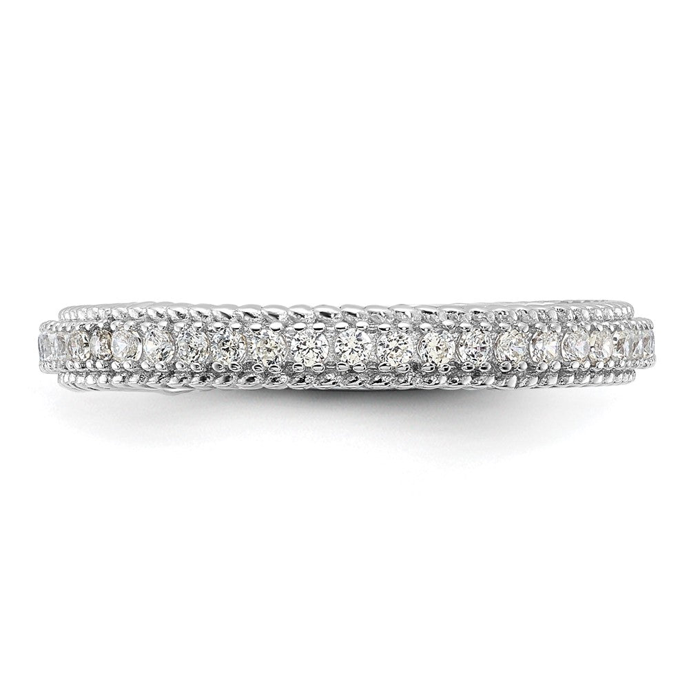 Sterling Silver Rhodium-plated CZ 3mm Eternity Band