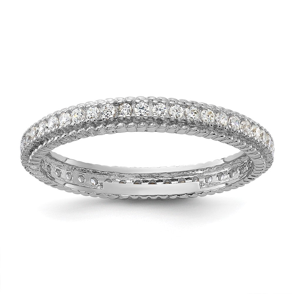 Sterling Silver Rhodium-plated CZ 3mm Eternity Band