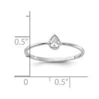 Sterling Silver Rhodium-plated Pear Shaped CZ Ring