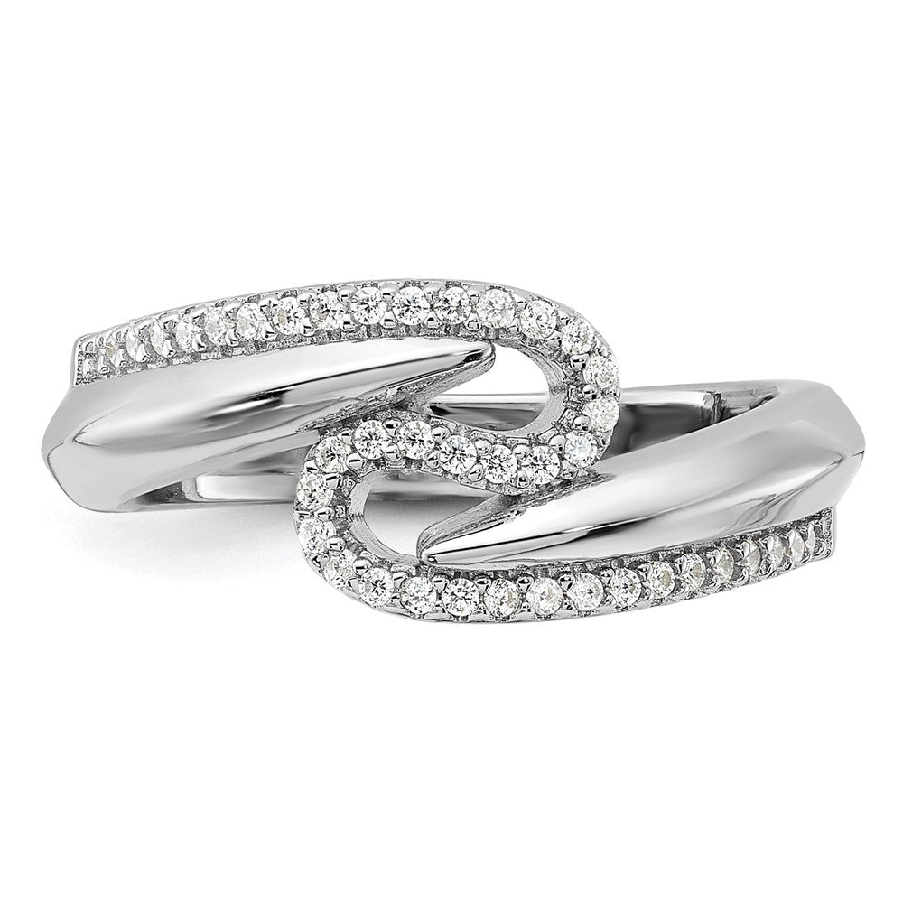 Pure Fire Sterling Silver Rhodium-plated Fancy CZ Ring