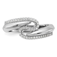Pure Fire Sterling Silver Rhodium-plated Fancy CZ Ring