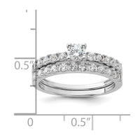 Sterling Silver Rhodium-plated CZ Ring and Band Set