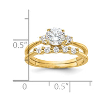 Sterling Silver Gold-Plated CZ Engagement Ring and Band Set