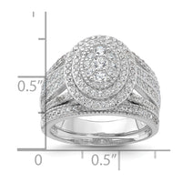 Sterling Silver Rhodium-plated CZ Ring and Band Set