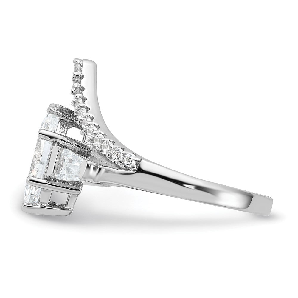 Pure Fire Sterling Silver Rhod-plated Fancy Marquise CZ Ring