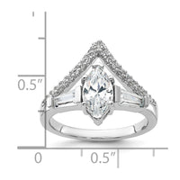 Pure Fire Sterling Silver Rhod-plated Fancy Marquise CZ Ring