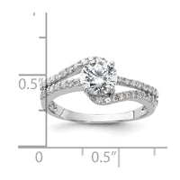 Sterling Silver Rhodium-plated CZ Double Row Ring