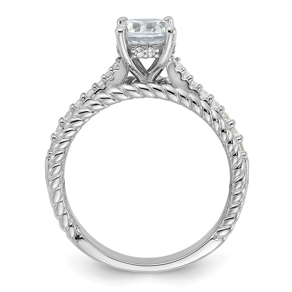 Sterling Silver Rhodium-plated Fancy Engagement CZ Ring