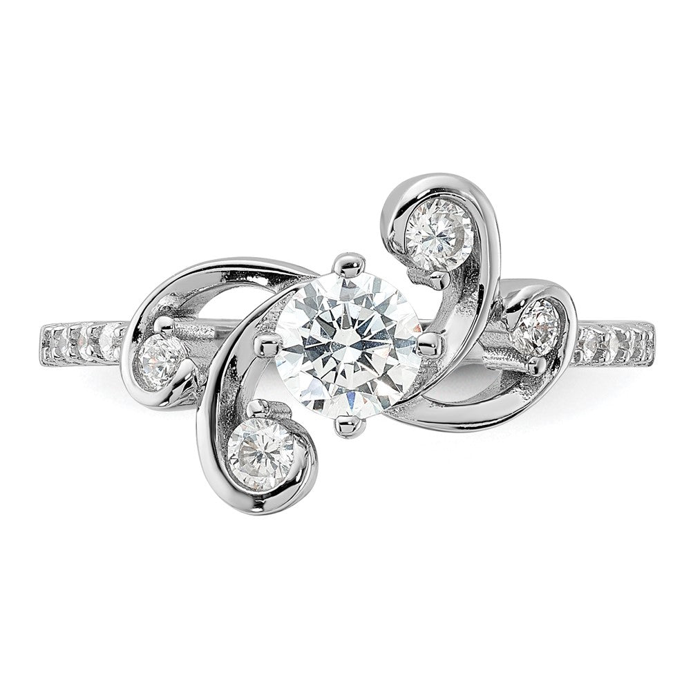 Pure Fire Sterling Silver Rhod-plated Fancy CZ Ring