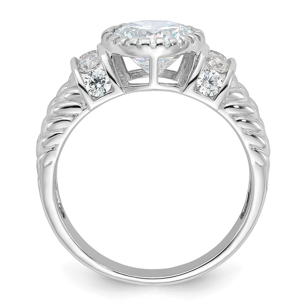Sterling Silver Rhodium-plated CZ Rope Design Ring