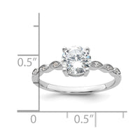 Sterling Silver Rhodium-plated Fancy CZ Engagement Ring