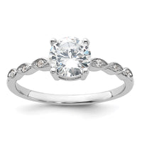 Sterling Silver Rhodium-plated Fancy CZ Engagement Ring