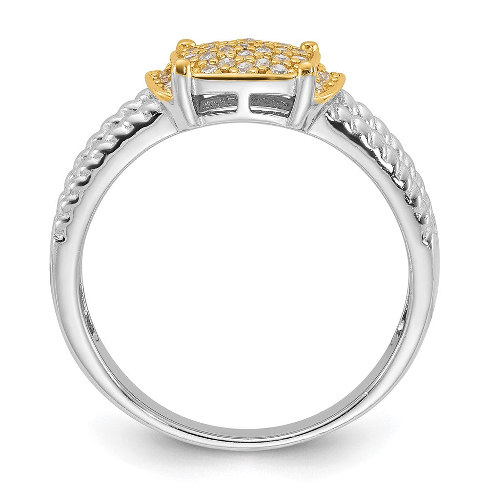 Sterling Silver Rhodium/Gold-tone Pavé CZ Ring