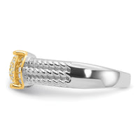 Sterling Silver Rhodium/Gold-tone Pavé CZ Ring