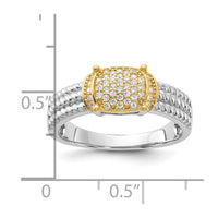 Sterling Silver Rhodium/Gold-tone Pavé CZ Ring
