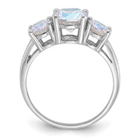Sterling Silver Rhodium-plated Iridescent CZ 3-Stone Ring