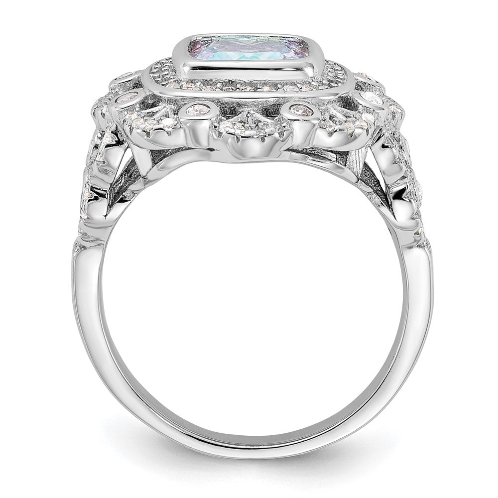 Sterling Silver Rhodium-plated Clear and Iridescent CZ Ring
