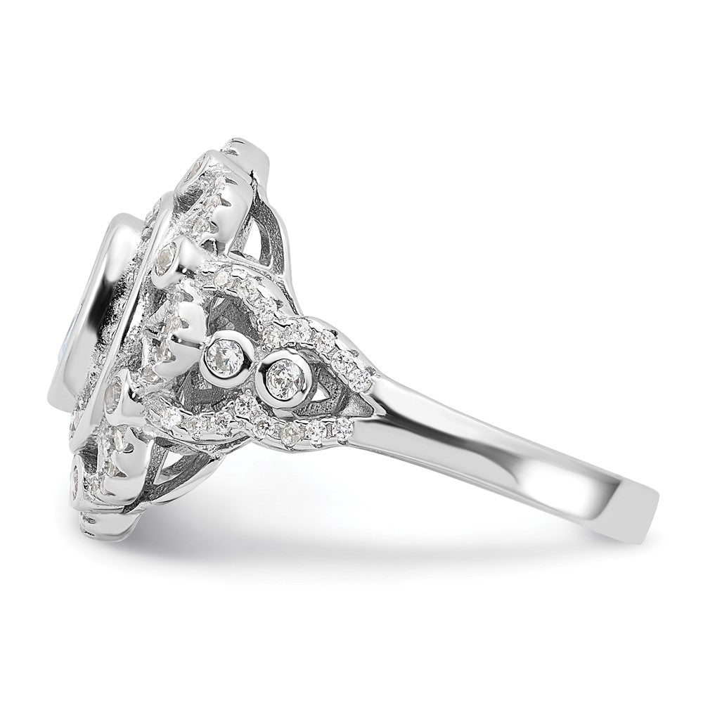 Sterling Silver Rhodium-plated Clear and Iridescent CZ Ring