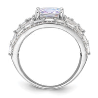 Sterling Silver Rhodium-plated Clear and Iridescent CZ Ring