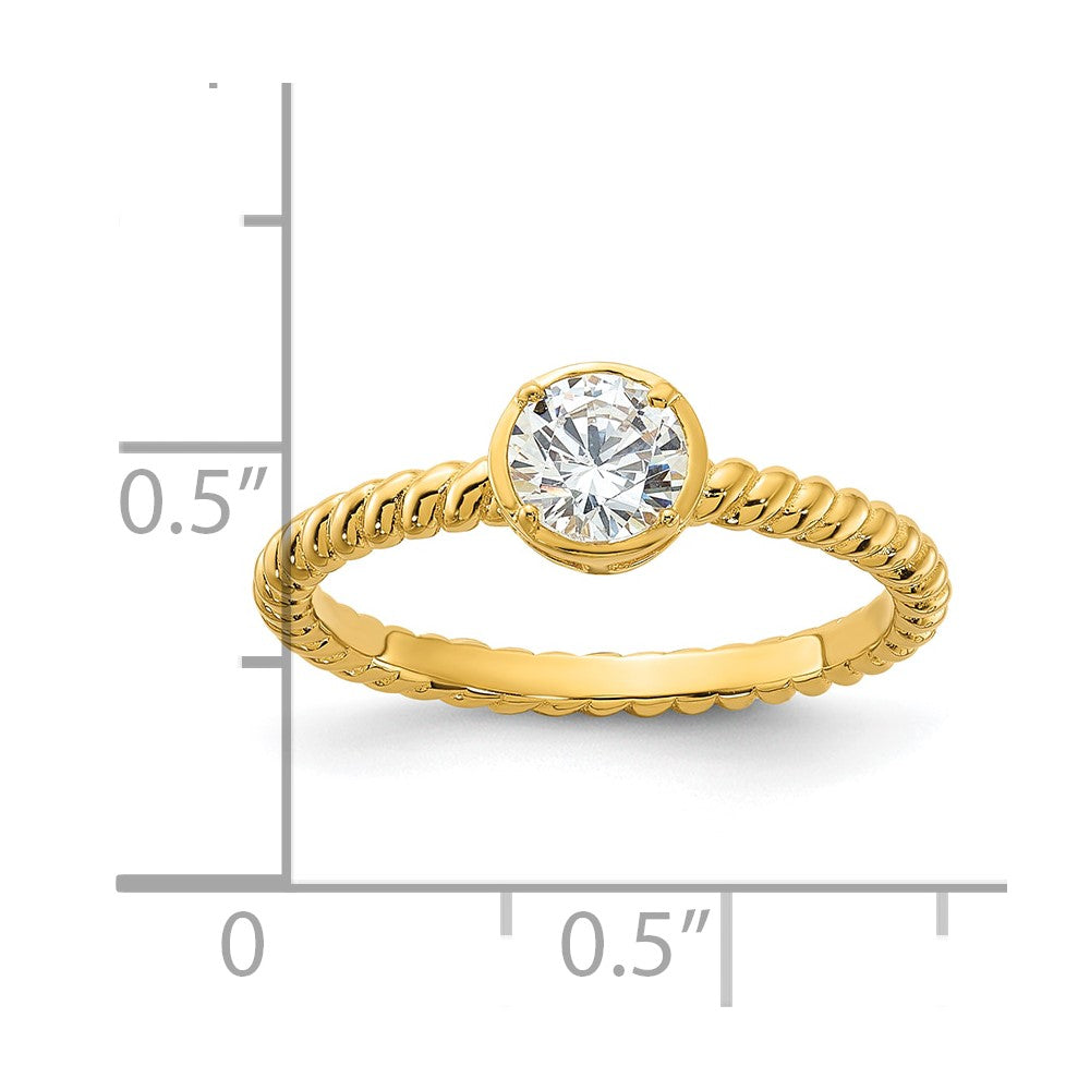 Sterling Silver Gold-tone CZ Twisted Ring